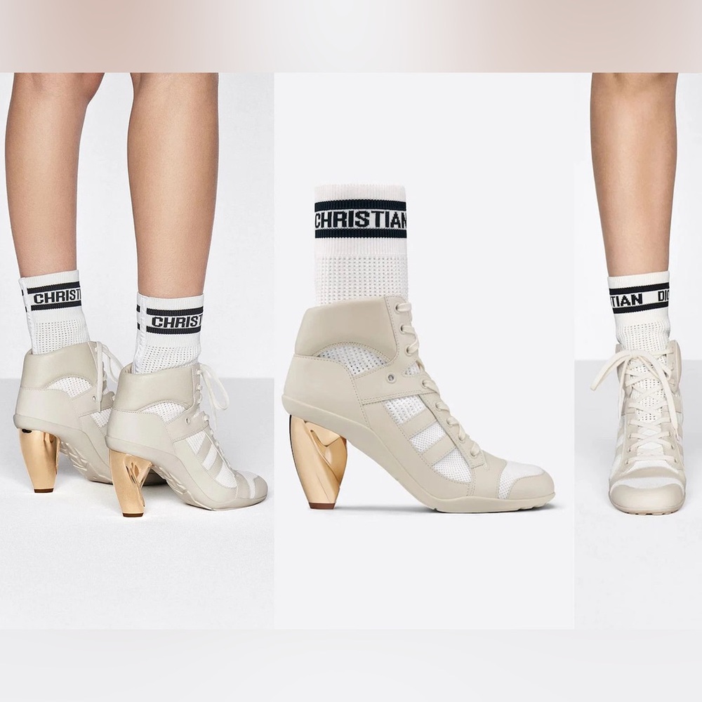 DIOR WHITE D-ZENITH SNEAKER HEELS ANKLE BOOT 37